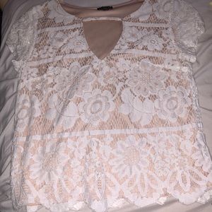 Express lace top with keyhole